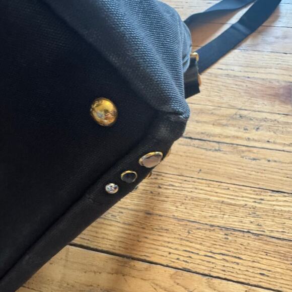 Prada Canapa Studded Black Canvas Tote Bag with Strap crystals - Picture 7 of 9